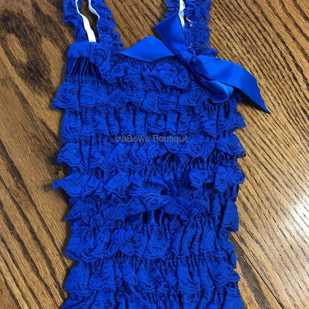 Royal Blue Lace Romper (2)  R930M  NWT Boutique